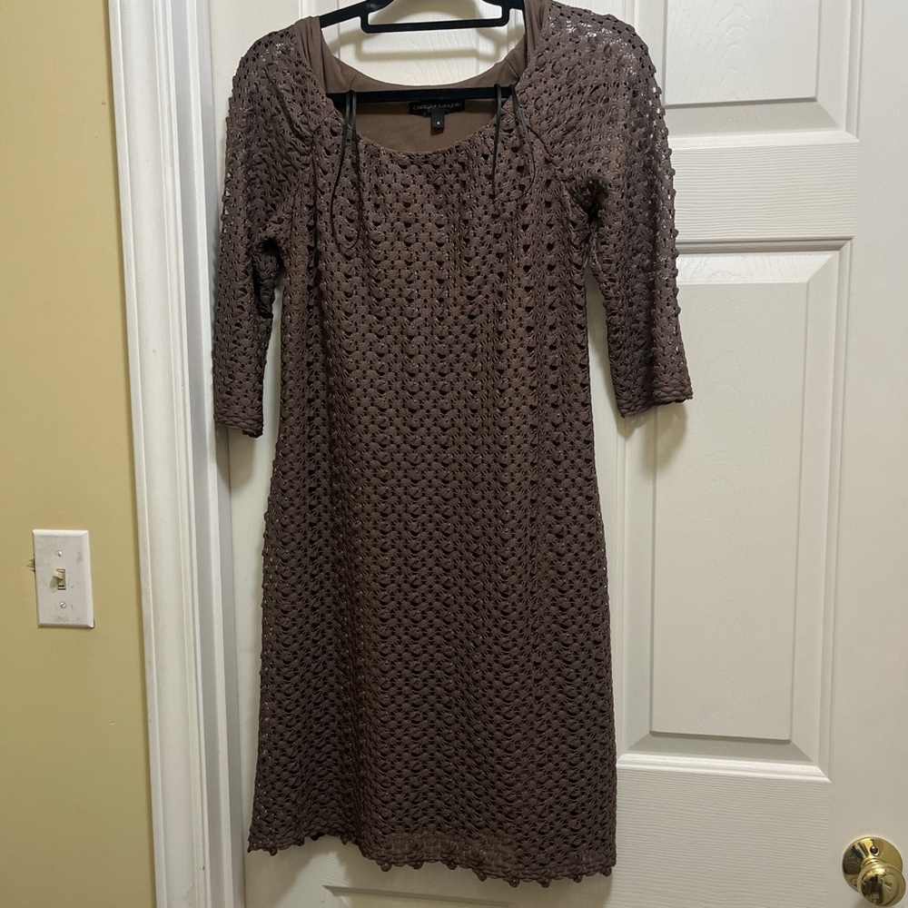 Elegant Brown Textured Dress